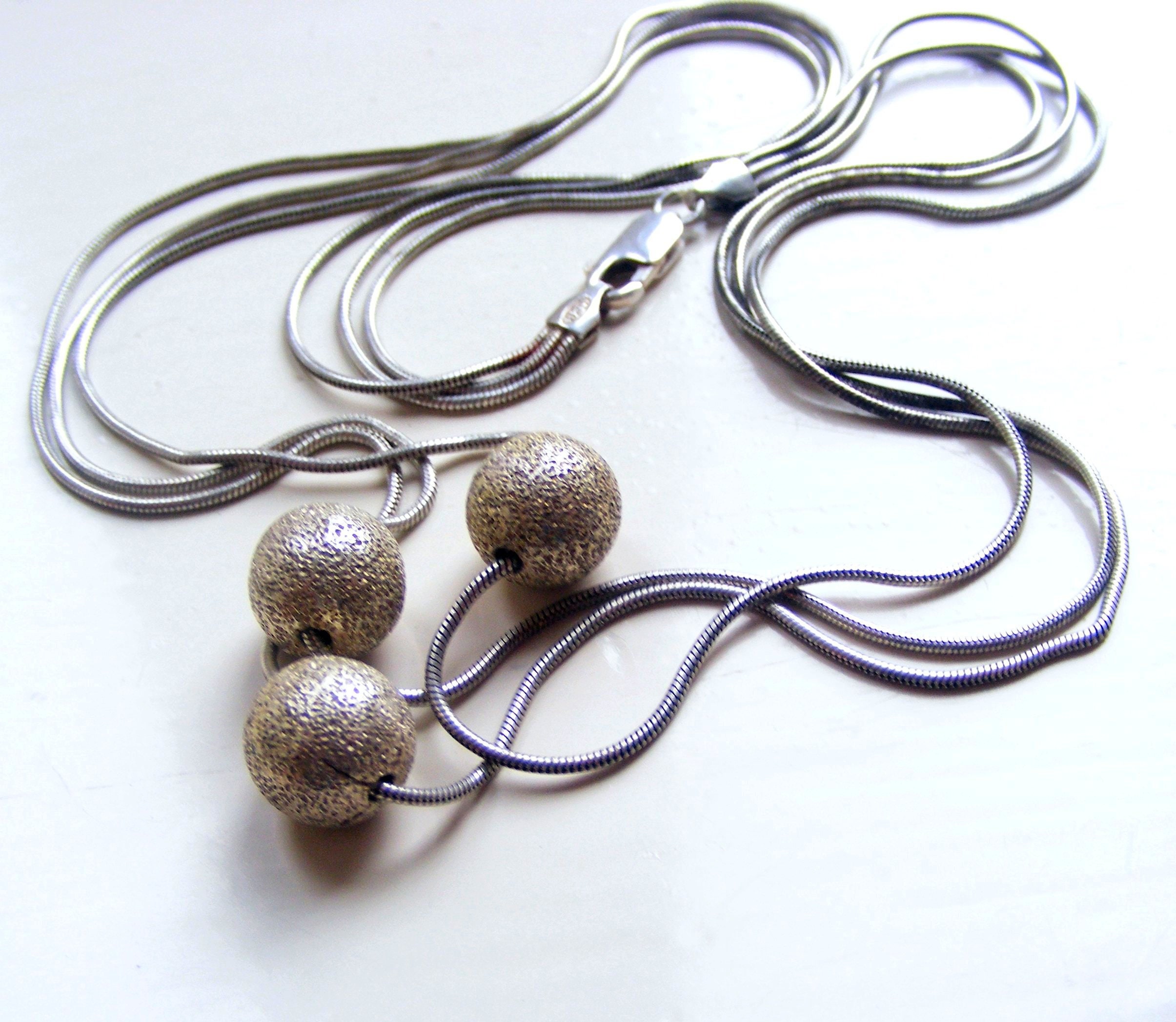 Necklace Vintage Three Strand 16.6g Sterling Silver 925 Snake 