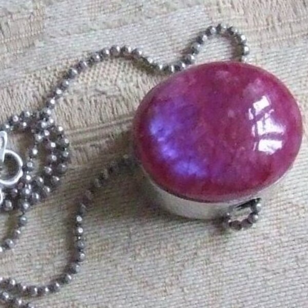 Unique Vintage Sterling Silver 12.7g Pink Blue Flash Rainbow Moonstone Gemstone Slider Beaded Pendant Necklace 18" Inches