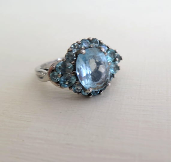 Cluster Ring Vintage Solid Sterling Silver 925 Sk… - image 1