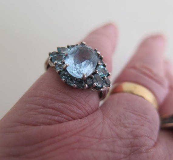 Cluster Ring Vintage Solid Sterling Silver 925 Sk… - image 3