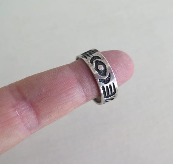 Mans Vintage Solid Sterling Silver 925 Native Azt… - image 5