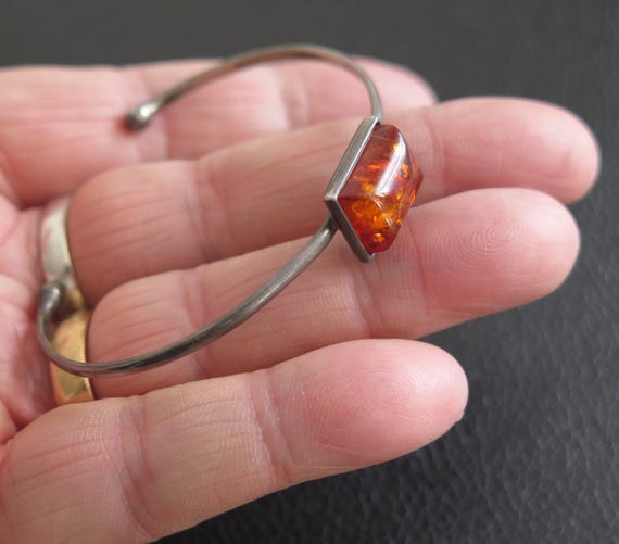 Bangle Vintage Solid Sterling Silver 925 Rectangu… - image 2