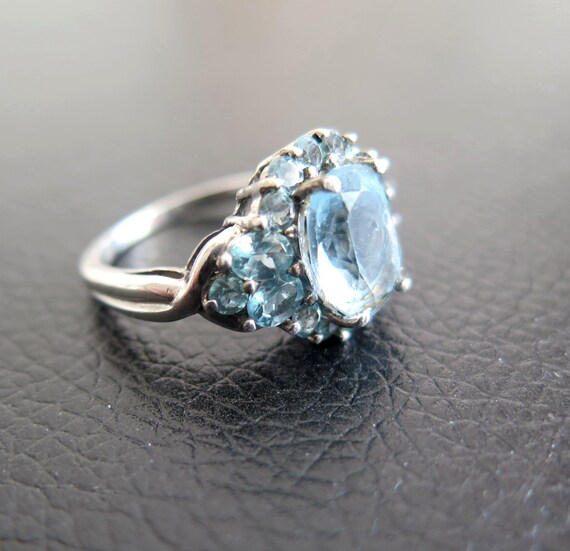 Cluster Ring Vintage Solid Sterling Silver 925 Sk… - image 9