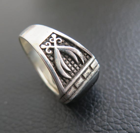 Vintage Mans Gemstone Ring Solid Sterling Silver … - image 8