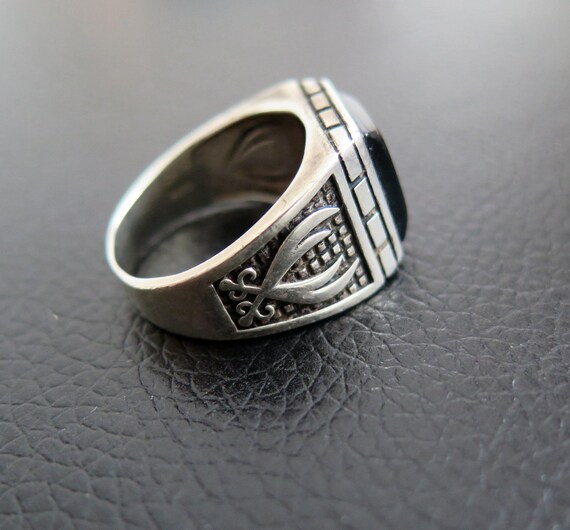 Vintage Mans Gemstone Ring Solid Sterling Silver … - image 10