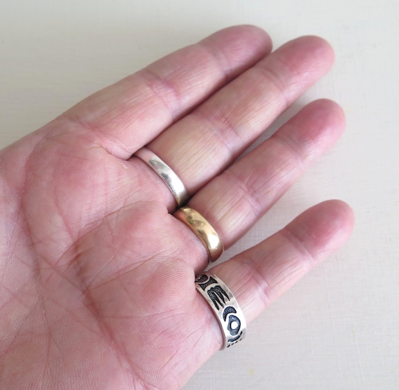 Mans Vintage Solid Sterling Silver 925 Native Azt… - image 4