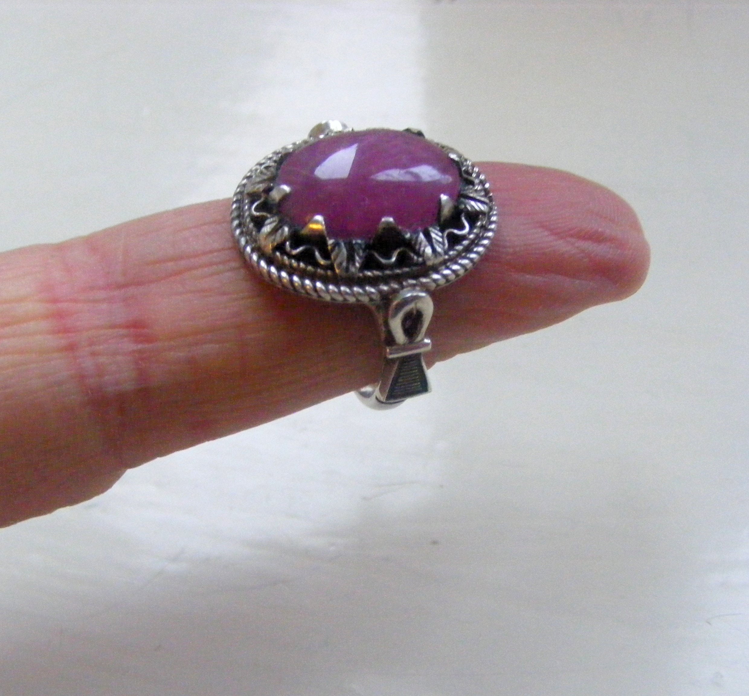 天然ルビー SILVER 銀細工 8号 vintage リング f31 Vintage Heavy 8.8g Solid Sterling Silver Egyptian Hallmark