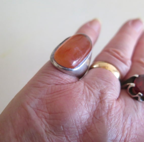 Solid Sterling Silver Hallmarked Large Bezel Set … - image 6