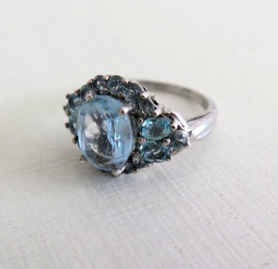 Cluster Ring Vintage Solid Sterling Silver 925 Sk… - image 7