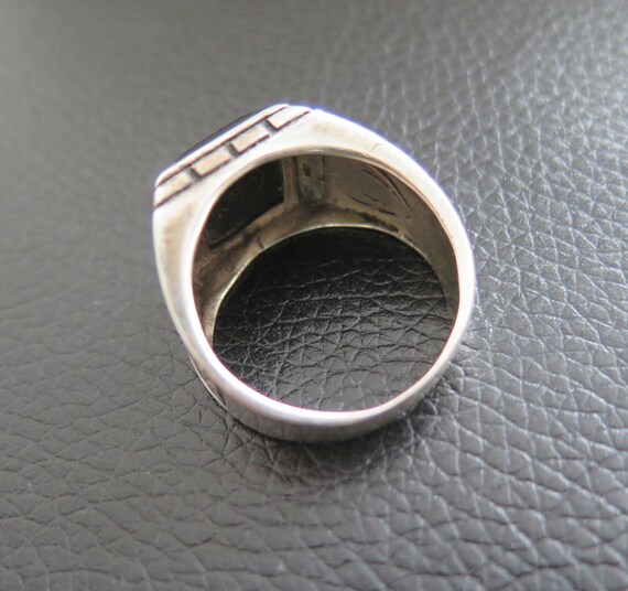Vintage Mans Gemstone Ring Solid Sterling Silver … - image 6