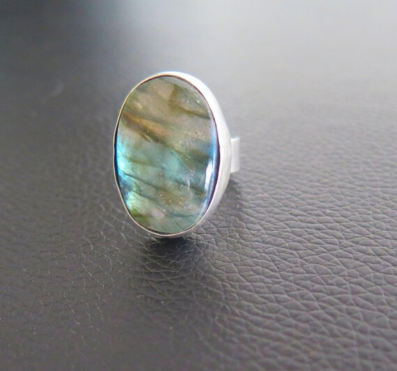 Vintage Solid Silver 835 Large Bezel Set Bright B… - image 10