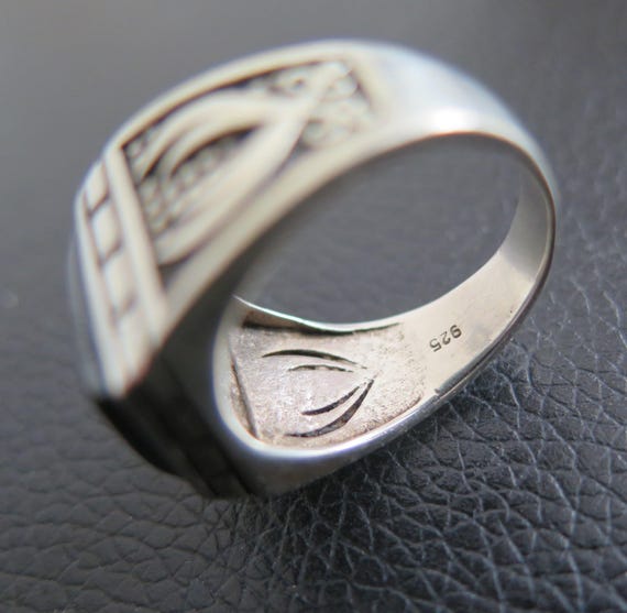 Vintage Mans Gemstone Ring Solid Sterling Silver … - image 7