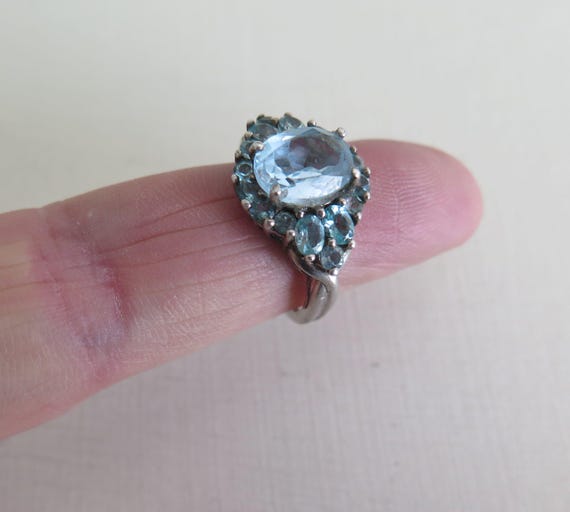 Cluster Ring Vintage Solid Sterling Silver 925 Sk… - image 2
