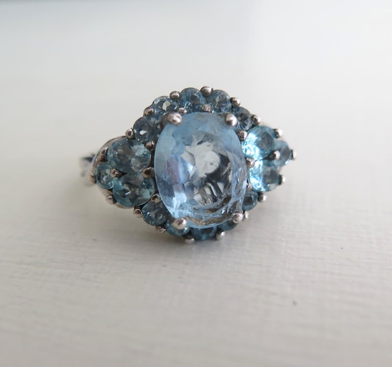 Cluster Ring Vintage Solid Sterling Silver 925 Sk… - image 6