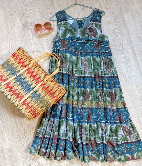 Hippy Grunge Maxi Dress / Boho Vintage 80s 90s Bea