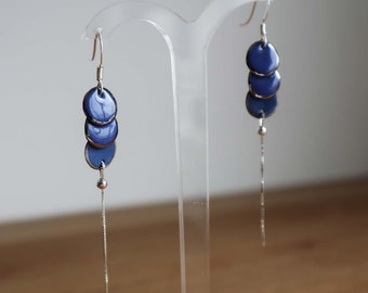 Boucles d'oreilles bleues porcelaine