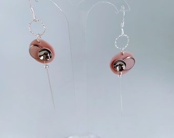 Boucles d'oreilles en porcelaine rose