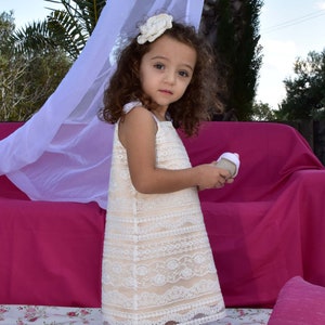 Abito da battesimo per bambini, abito da battesimo, abito da ragazza di fiori boho, abito di primo compleanno