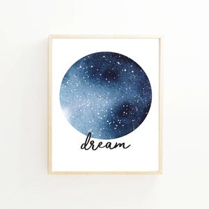Dream Star Nursery Art. Nursery Wall Art. Nursery Prints. Nursery Decor. Galaxy Wall Art. Space Art. Star Nursery Print. Instant Download.