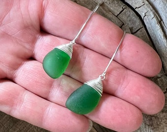 Boucles d'oreilles en verre de mer, Bijoux de plage, Boucles d'oreilles en verre de mer