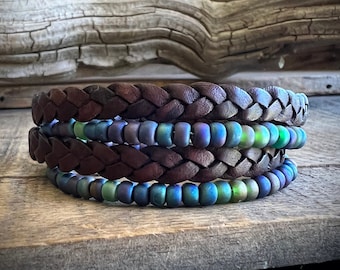Earthy Boho Wrap Bracelet, Urban Hippie Jewelry, Easy Wrap Magnetic Clasp