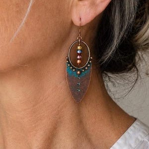 Boho Copper Patina Earrings | Rustic Southwestern Dangle Earrings | Artisan Jewelry | Gift for Her