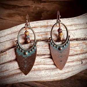 Boho Copper Patina Earrings | Rustic Southwestern Dangle Earrings | Artisan Jewelry | Gift for Her image 20