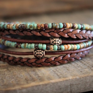 Hippie Chic Stack Bracelets for Women, Earthy Jewelry, Boho Style Jewelry,   Gift For Her