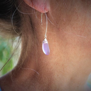 Purple Sea Glass  Earring , Beach Glass Earrings Seaglass Jewelry, Gift For Her
