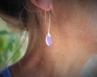 Purple Sea Glass  Earring , Beach Glass Earrings Seaglass Jewelry, Gift For Her