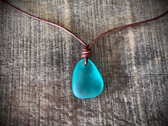 Blue sea glass necklace deals