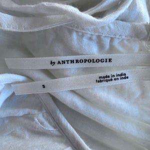 Anthropologie Cream Peasant Dress Embroidered Tiered Boho Cottage Prairie Size S image 7
