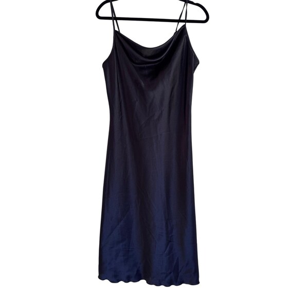 Bebe Black Satin Slip Midi Dress Size Large Cowl Neck Spaghetti Strap USA -  Etsy New Zealand