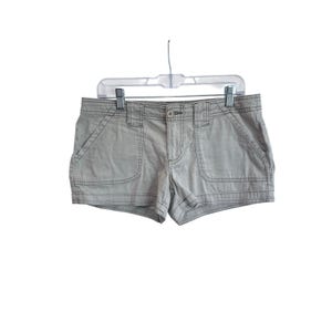 Khaki Low Rise Utility Shorts Size 6 Y2K Stretch Cotton Patch Pockets 90s