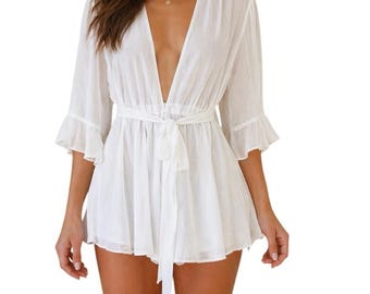 Oscar de la Renta Pink Label Sheer White Robe Cover Up Tie Waist Size M bride