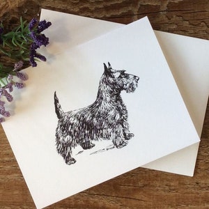 Dog Scottie Blackline Stationery Set 10 Cards with Envelopes on Thick White Paper