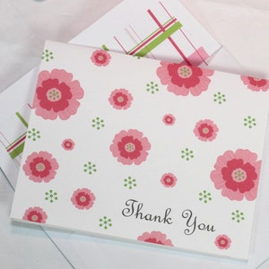 Digital Download Flower Thank You Card and Envelope With Plaid Envelope Liner