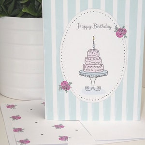 Carte de note d&#39;anniversaire fantaisiste en téléchargement numérique, insertion de carte de note, enveloppe et doublure à motifs