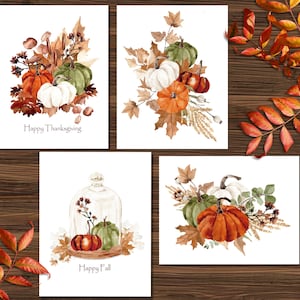 Autumn Fall Thanksgiving Note Cards Stationery Set 8 Cards with Corresponding Envelopes