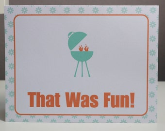 Digital Download Summer Fun Thank You Card and Card Liner of BBQ of That Was Fun