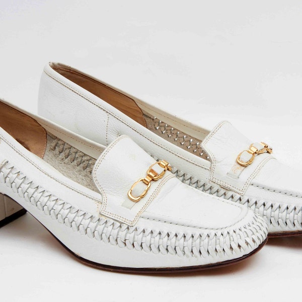 1970s Pure White Florsheim Lovely Leather Loafers