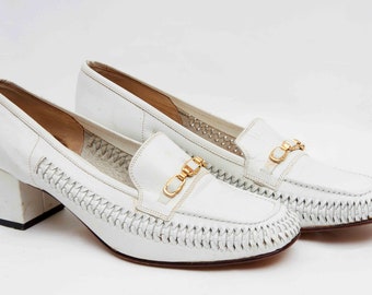 1970s Pure White Florsheim Lovely Leather Loafers