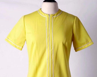 1960s Yellow Eileen Scott mod drop waist dress