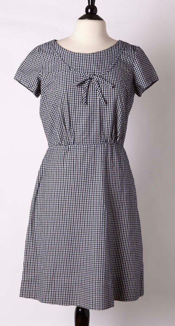 1960s gingham black blue white dress set. Townfie… - image 2