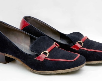 1970s Black Suede with Red Trim