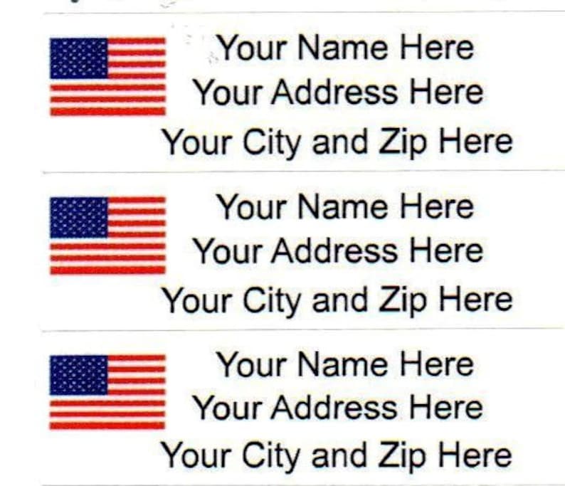 American Flag Personalized Small Return Address Labels 1/2 X 1 3/4