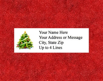 30 Christmas Tree Personalized Self Adhesive Address/ Return Labels 1" x 2.625"  Free US Shipping!