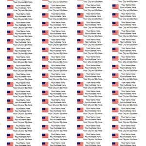 May include: Sheet of address labels with the American flag in the upper left corner of each label. Each label has space for a name, address, and city/zip code.