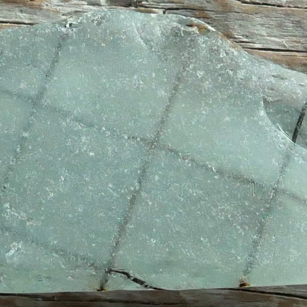 Rare Sea Glass Safety Glass Large 1 Pc Aqua Frosted Surf Tumbled Beach Found Glass Shard Genuine Lake Ontario Beach Glass with Metal Mesh