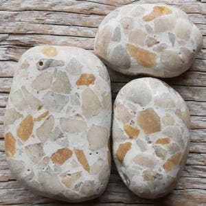 Morceaux de carreaux de terrazzo du lac Ontario : fournitures d&#39;artisanat de poterie de plage (3 pièces)